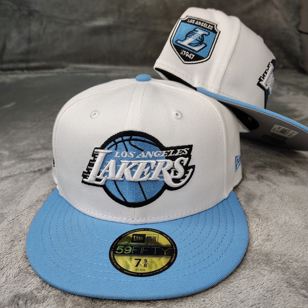 New Era Los Angeles Lakers White Blue 1947 NBA 59FIFTY Fitted 7 3/4 Hat‎ Cap